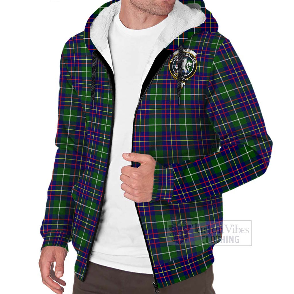 Tartan Vibes Clothing Inglis Tartan Sherpa Hoodie with Family Crest Celtic Skull Style