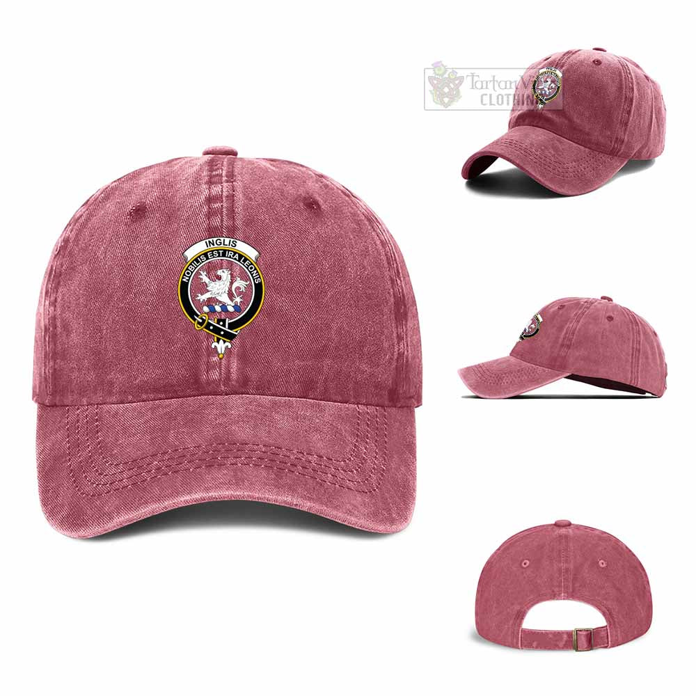 Inglis Family Crest Denim Baseball Cap - 2D-tartanvibesclothing