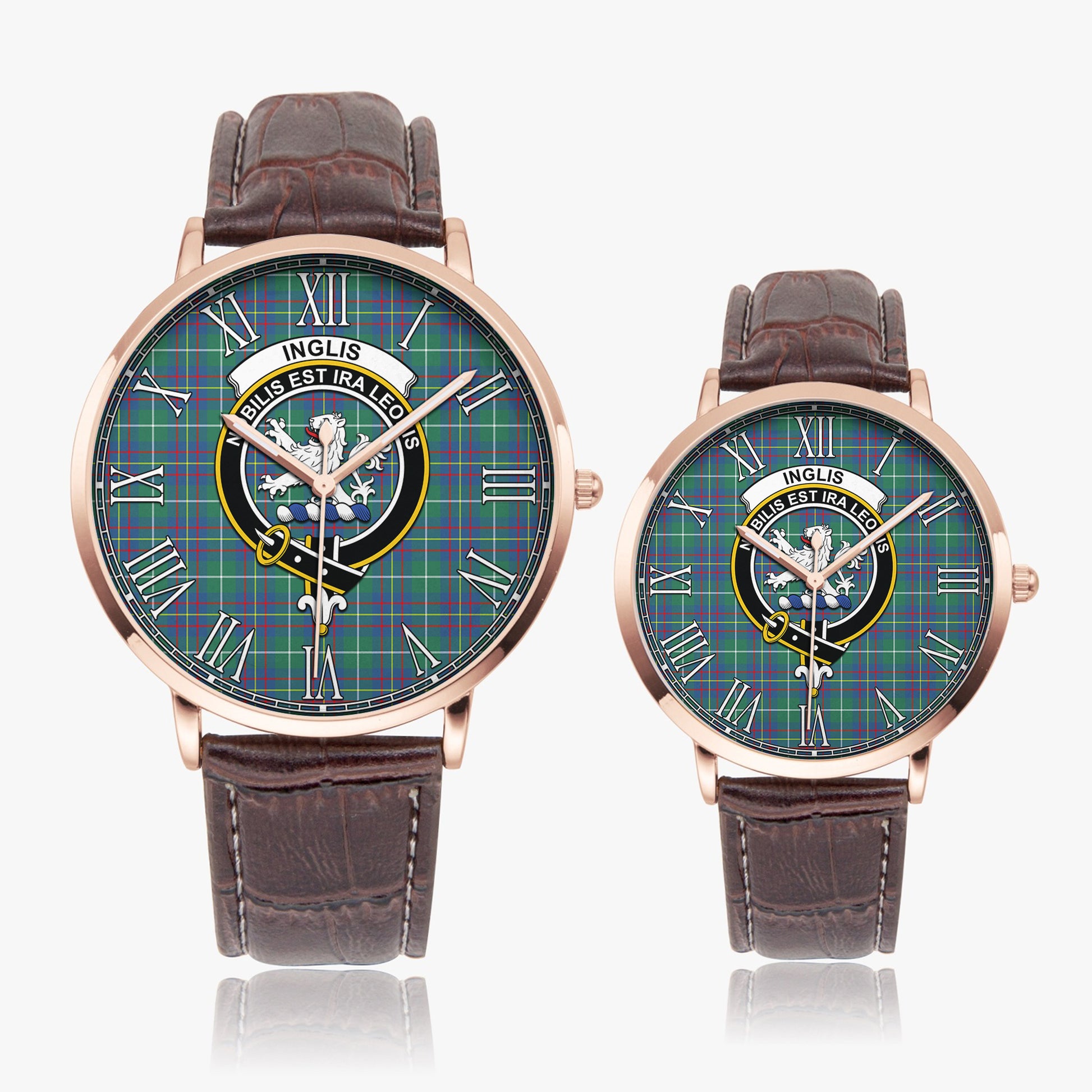 Inglis Ancient Tartan Family Crest Leather Strap Quartz Watch - Tartanvibesclothing