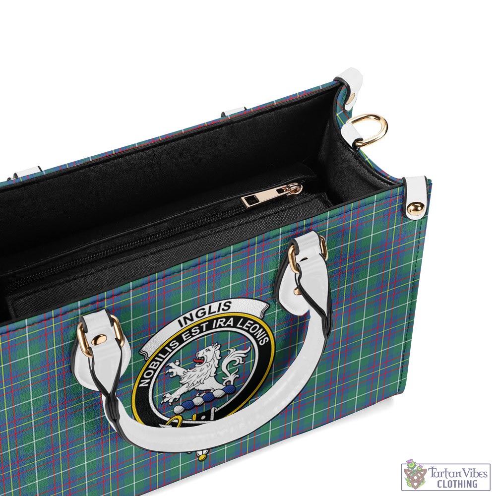 Tartan Vibes Clothing Inglis Ancient Tartan Luxury Leather Handbags with Family Crest