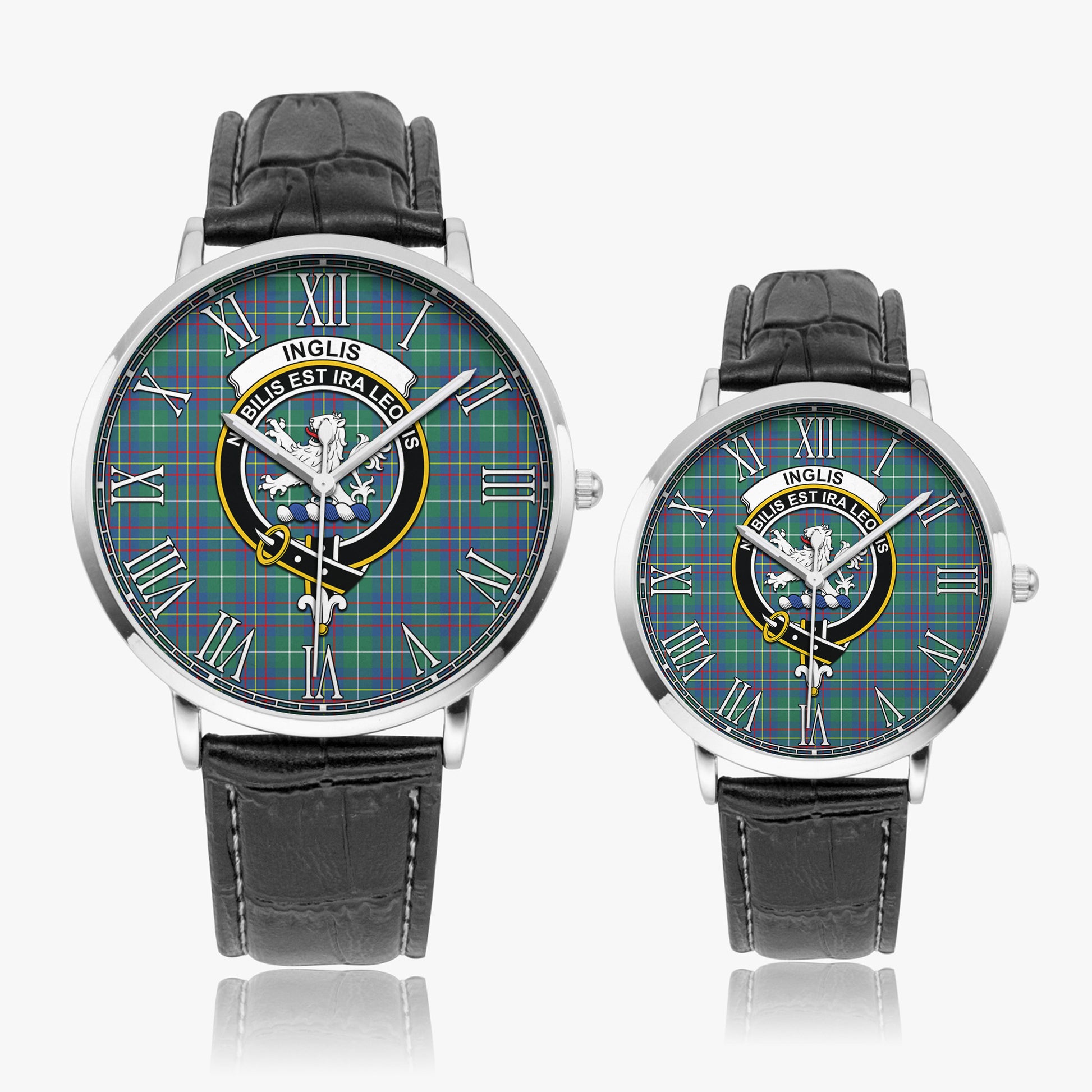 Inglis Ancient Tartan Family Crest Leather Strap Quartz Watch - Tartanvibesclothing