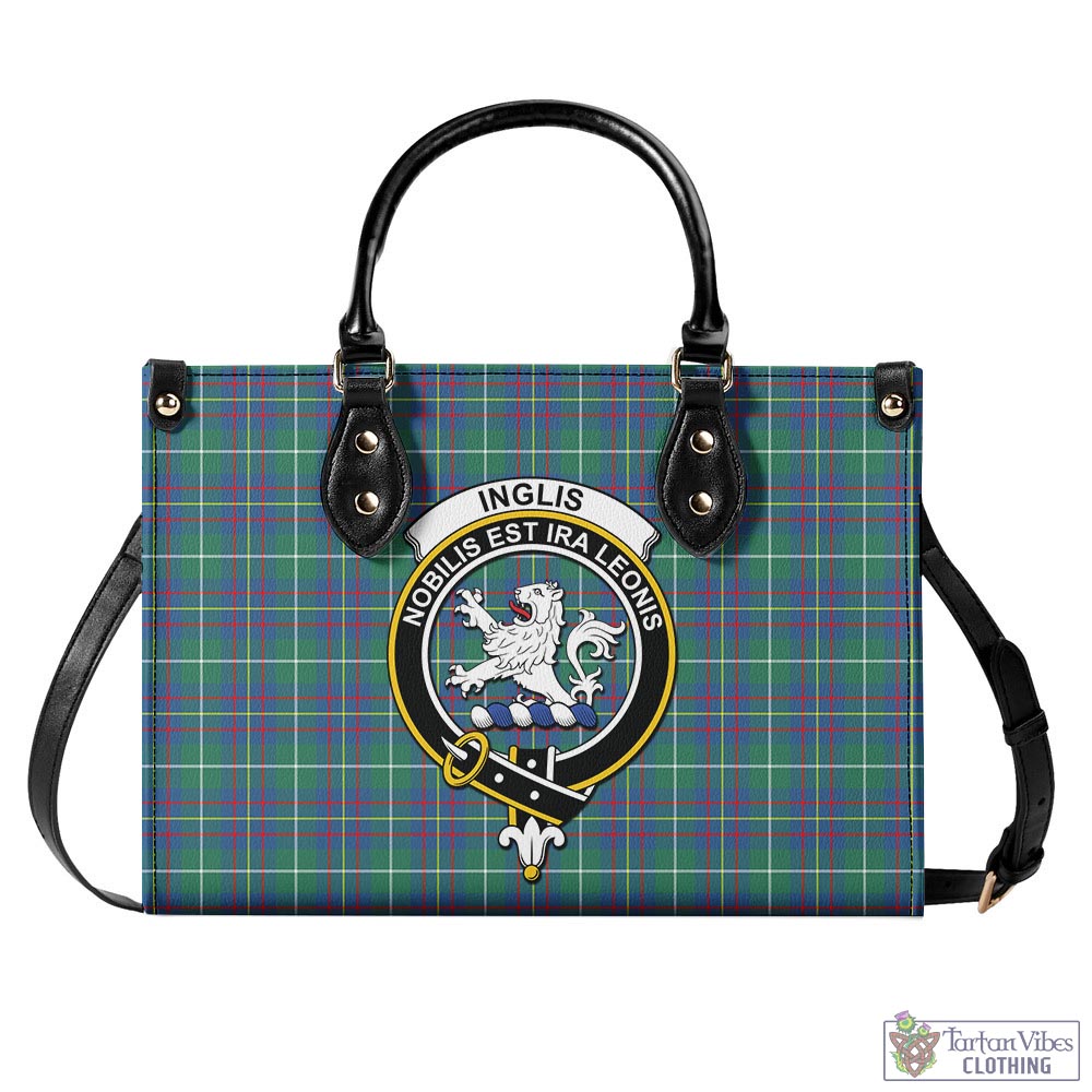 Tartan Vibes Clothing Inglis Ancient Tartan Luxury Leather Handbags with Family Crest