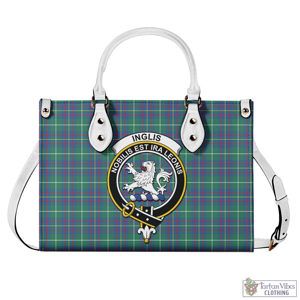 Tartan Vibes Clothing Inglis Ancient Tartan Luxury Leather Handbags with Family Crest