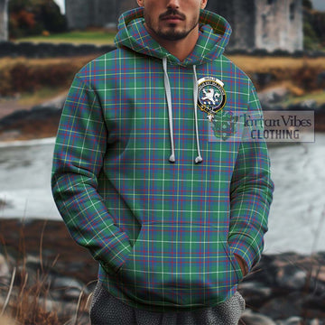 Inglis Ancient Tartan Cotton Hoodie with Family Crest