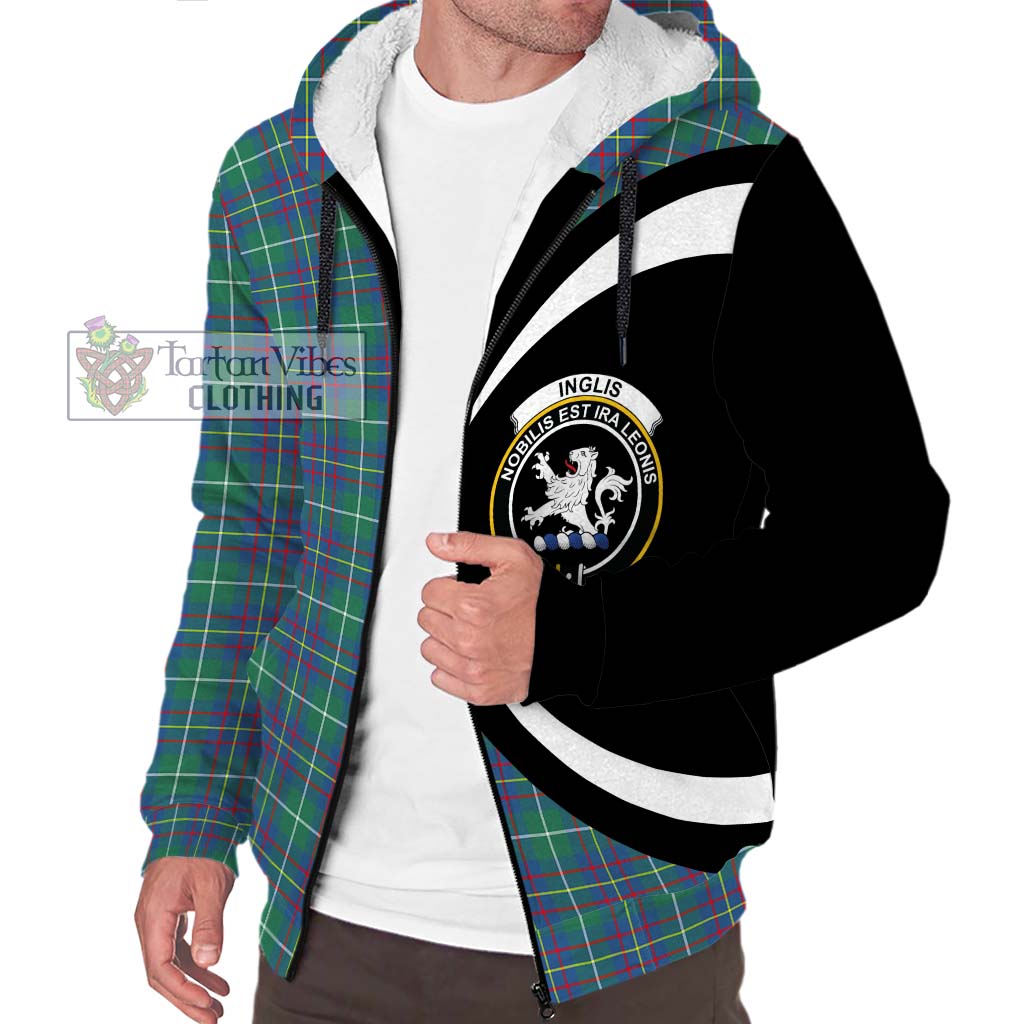 Inglis Ancient Tartan Sherpa Hoodie with Family Crest Circle Style Unisex S - Tartan Vibes Clothing