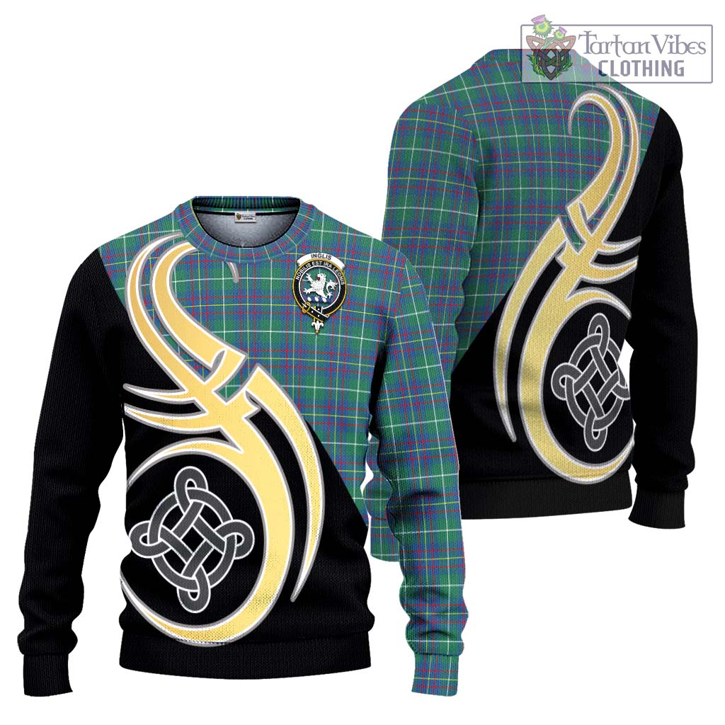 Inglis Ancient Tartan Knitted Sweater with Family Crest and Celtic Symbol Style Unisex - Tartan Vibes Clothing