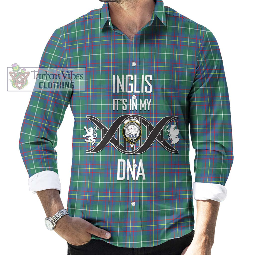 Inglis Ancient Tartan Long Sleeve Button Shirt with Family Crest DNA In Me Style Men's Shirt S - Tartanvibesclothing Shop