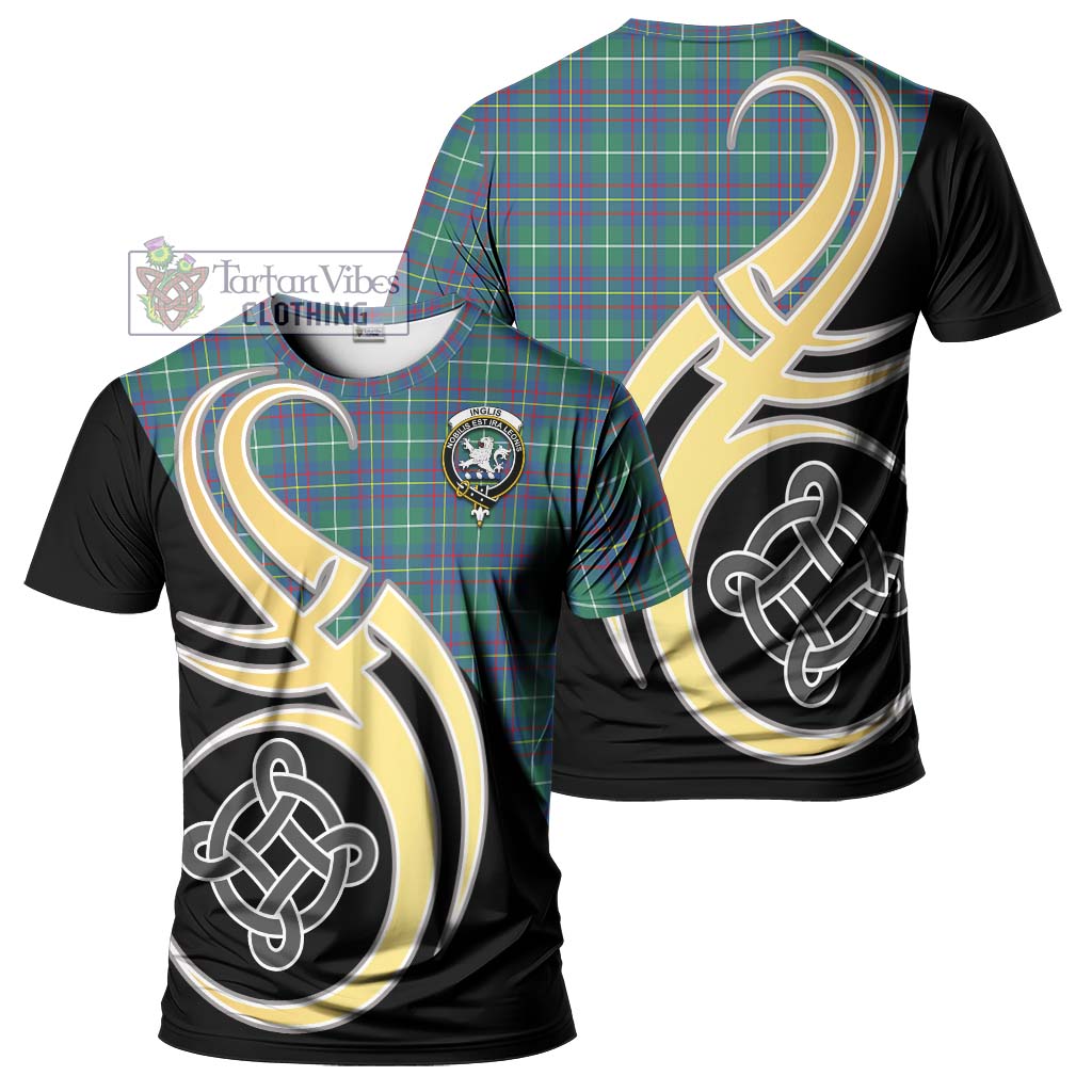 Tartan Vibes Clothing Inglis Ancient Tartan T-Shirt with Family Crest and Celtic Symbol Style