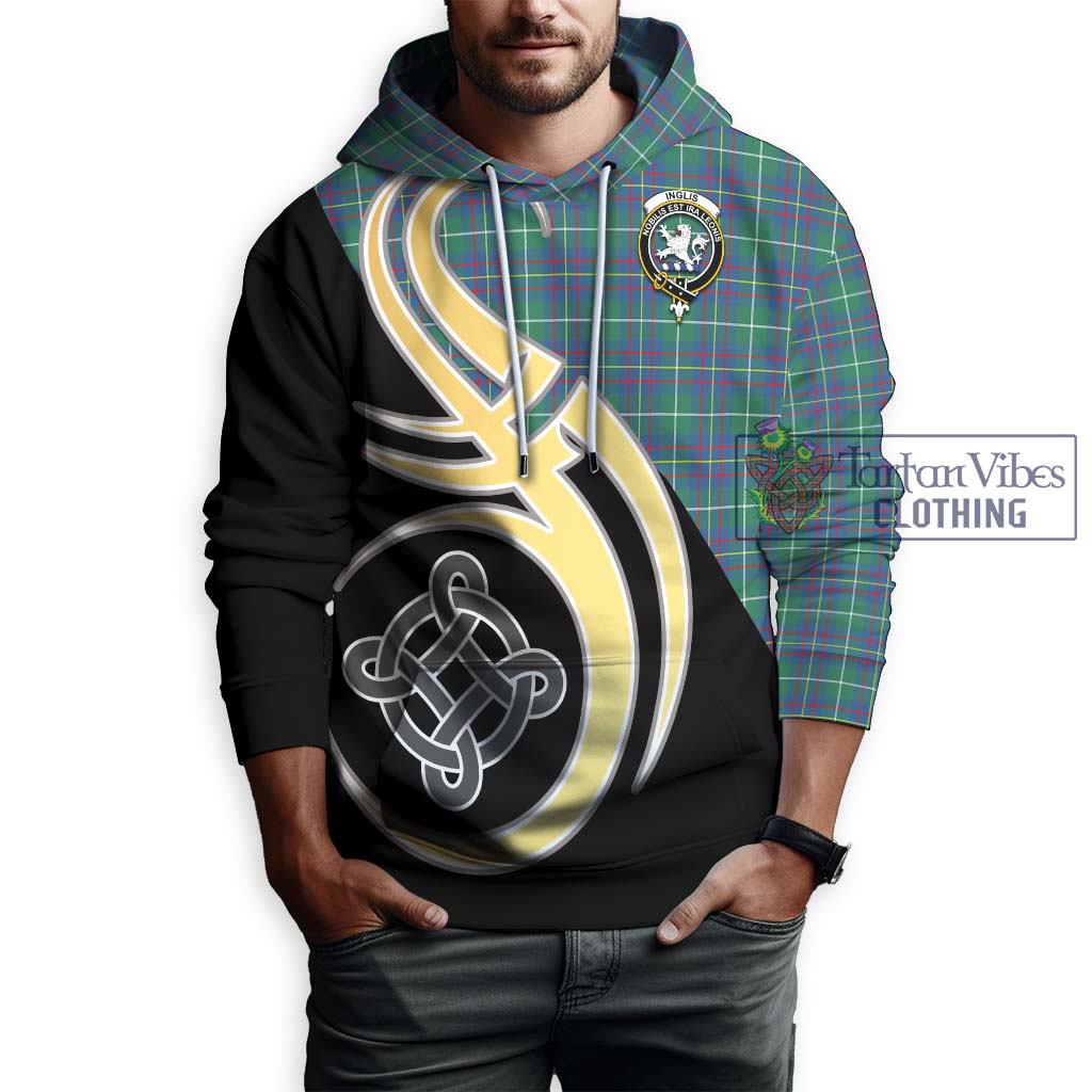 Inglis Ancient Tartan Hoodie with Family Crest and Celtic Symbol Style Zip Hoodie - Tartan Vibes Clothing