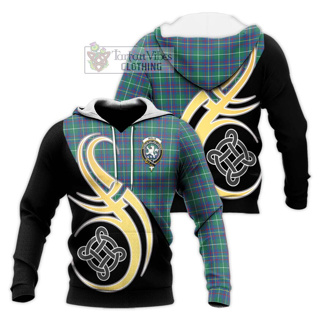 Inglis Ancient Tartan Knitted Hoodie with Family Crest and Celtic Symbol Style Unisex Knitted Pullover Hoodie - Tartan Vibes Clothing