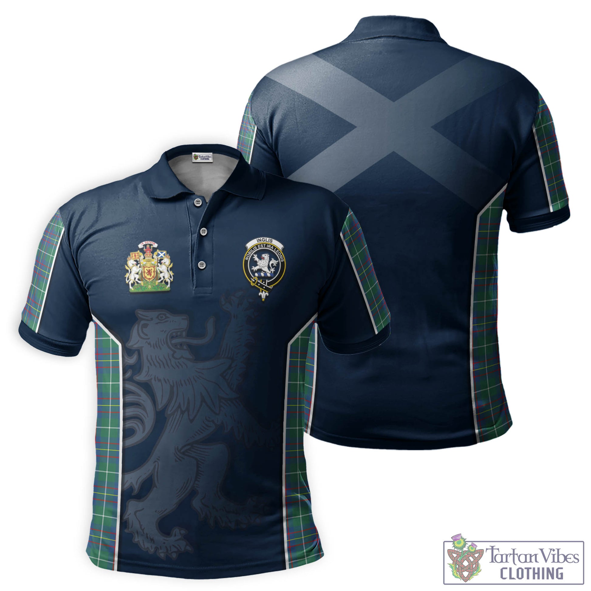 Tartan Vibes Clothing Inglis Ancient Tartan Men's Polo Shirt with Family Crest and Lion Rampant Vibes Sport Style