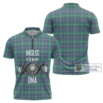 Inglis Ancient Tartan Zipper Polo Shirt with Family Crest DNA In Me Style