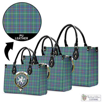 Inglis Ancient Tartan Luxury Leather Handbags with Family Crest