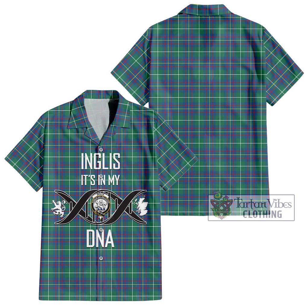 Inglis Ancient Tartan Short Sleeve Button Shirt with Family Crest DNA In Me Style Kid - Tartanvibesclothing Shop