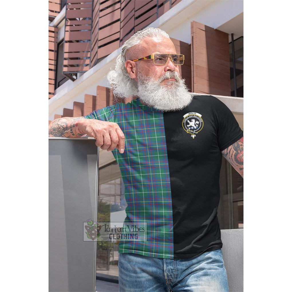 Tartan Vibes Clothing Inglis Ancient Tartan Cotton T-shirt with Family Crest and Half Of Me Style