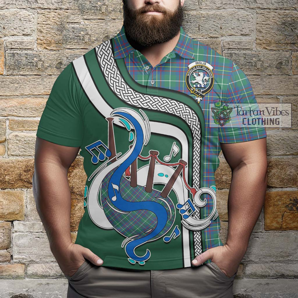 Tartan Vibes Clothing Inglis Ancient Tartan Polo Shirt with Epic Bagpipe Style