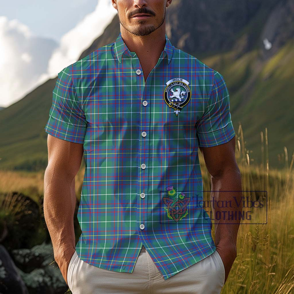 Inglis Ancient Tartan Cotton Hawaiian Shirt with Family Crest Adult - Tartan Vibes Clothing