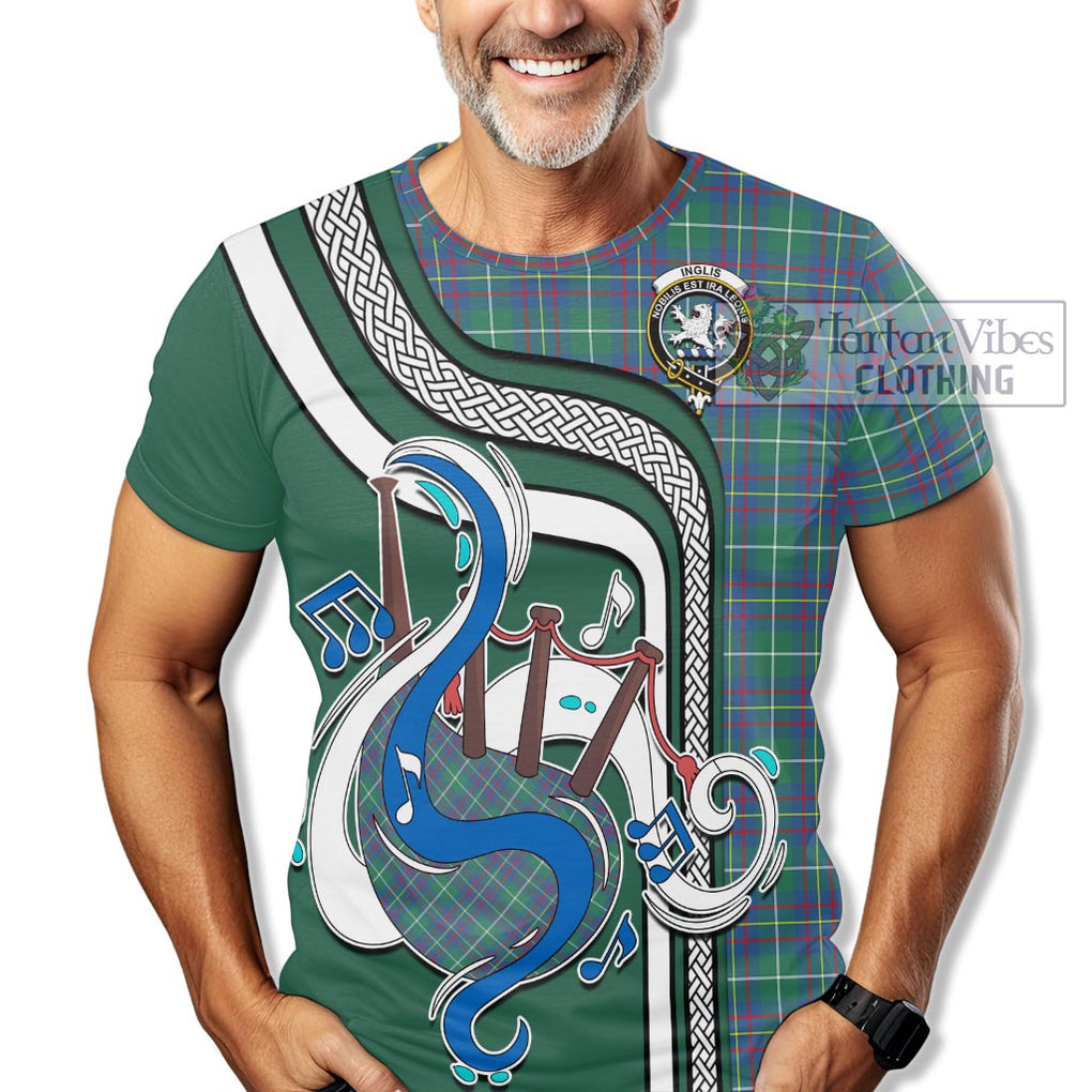 Inglis Ancient Tartan T-Shirt with Epic Bagpipe Style Kid's Shirt - Tartanvibesclothing Shop