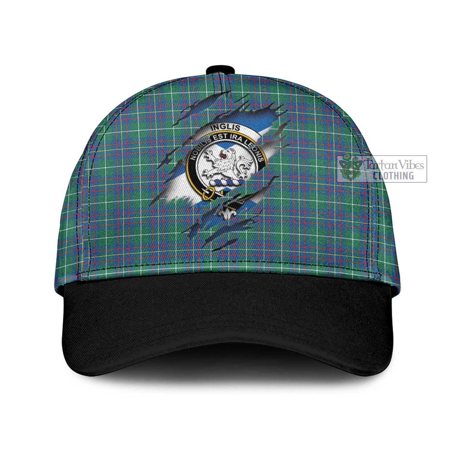 Tartan Vibes Clothing Inglis Ancient Tartan Classic Cap with Family Crest In Me Style