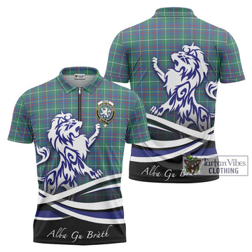 Inglis Ancient Tartan Zipper Polo Shirt with Alba Gu Brath Regal Lion Emblem