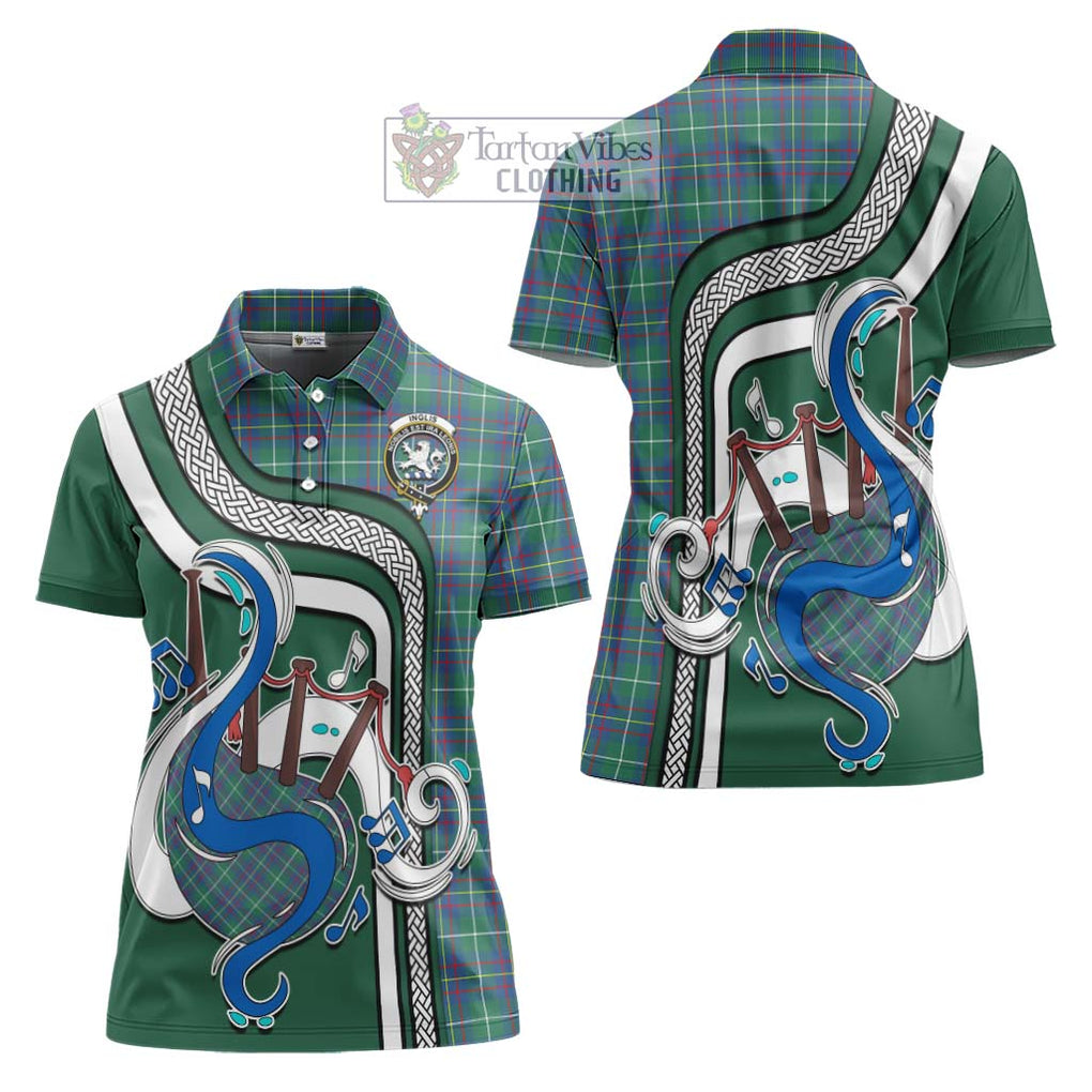 Inglis Ancient Tartan Women's Polo Shirt with Epic Bagpipe Style Women - Tartanvibesclothing Shop