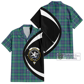 Inglis Ancient Tartan Short Sleeve Button Up with Family Crest Circle Style