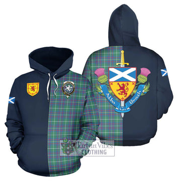 Inglis Ancient Tartan Hoodie Alba with Scottish Lion Royal Arm Half Style