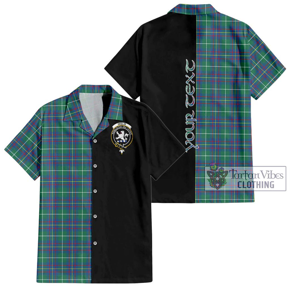 Inglis Ancient Tartan Short Sleeve Button Shirt with Family Crest and Half Of Me Style Kid - Tartanvibesclothing Shop