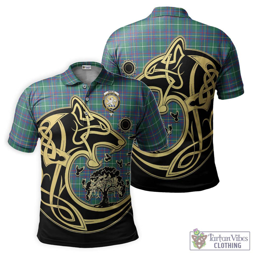 Inglis Ancient Tartan Polo Shirt with Family Crest Celtic Wolf Style Kid - Tartanvibesclothing Shop