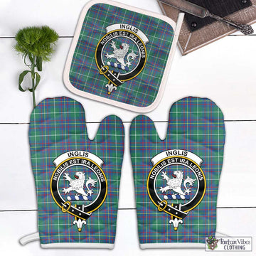 Inglis Ancient Tartan Combo Oven Mitt & Pot-Holder with Family Crest