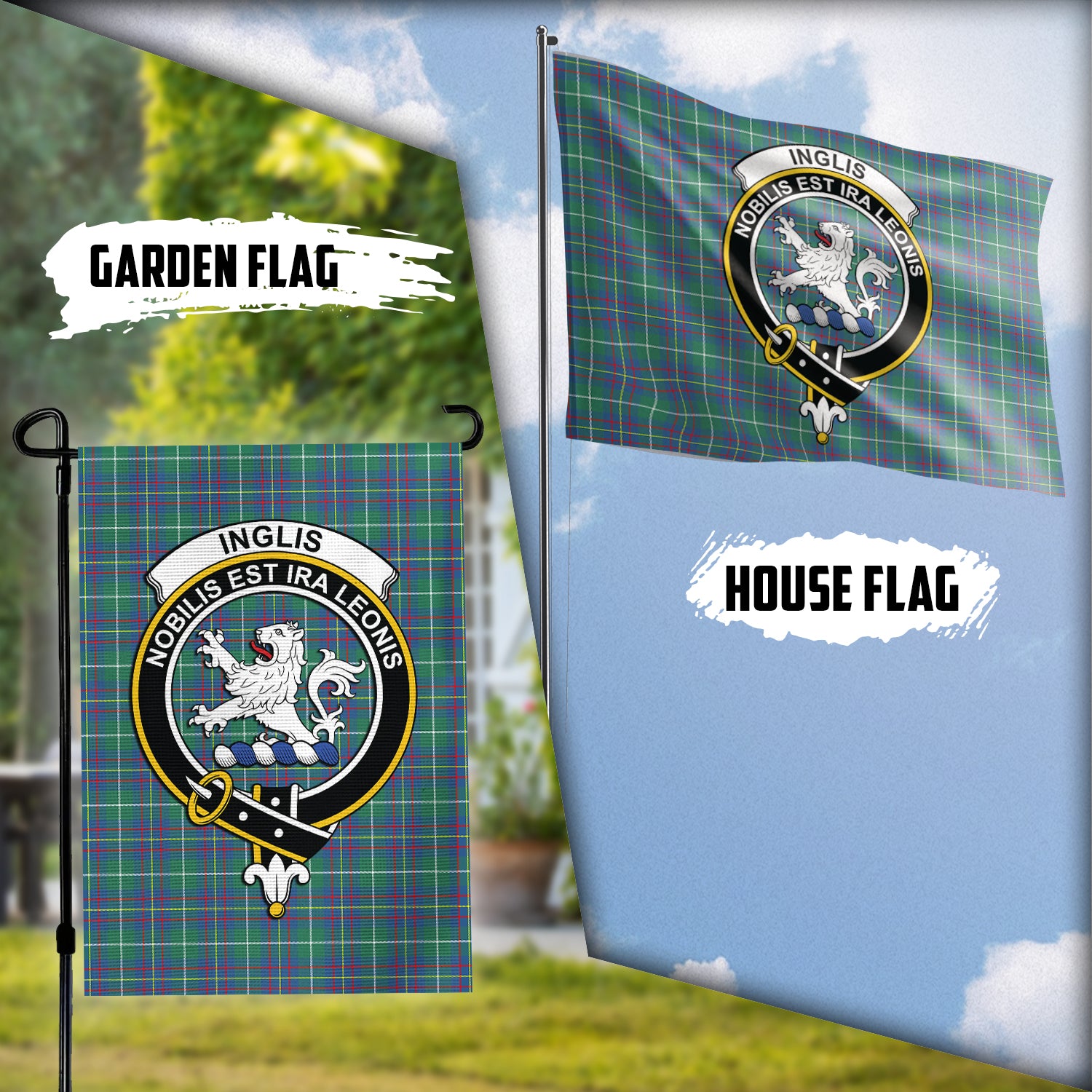 Inglis Ancient Tartan Flag with Family Crest Garden Flag (Vertical) - Tartan Vibes Clothing