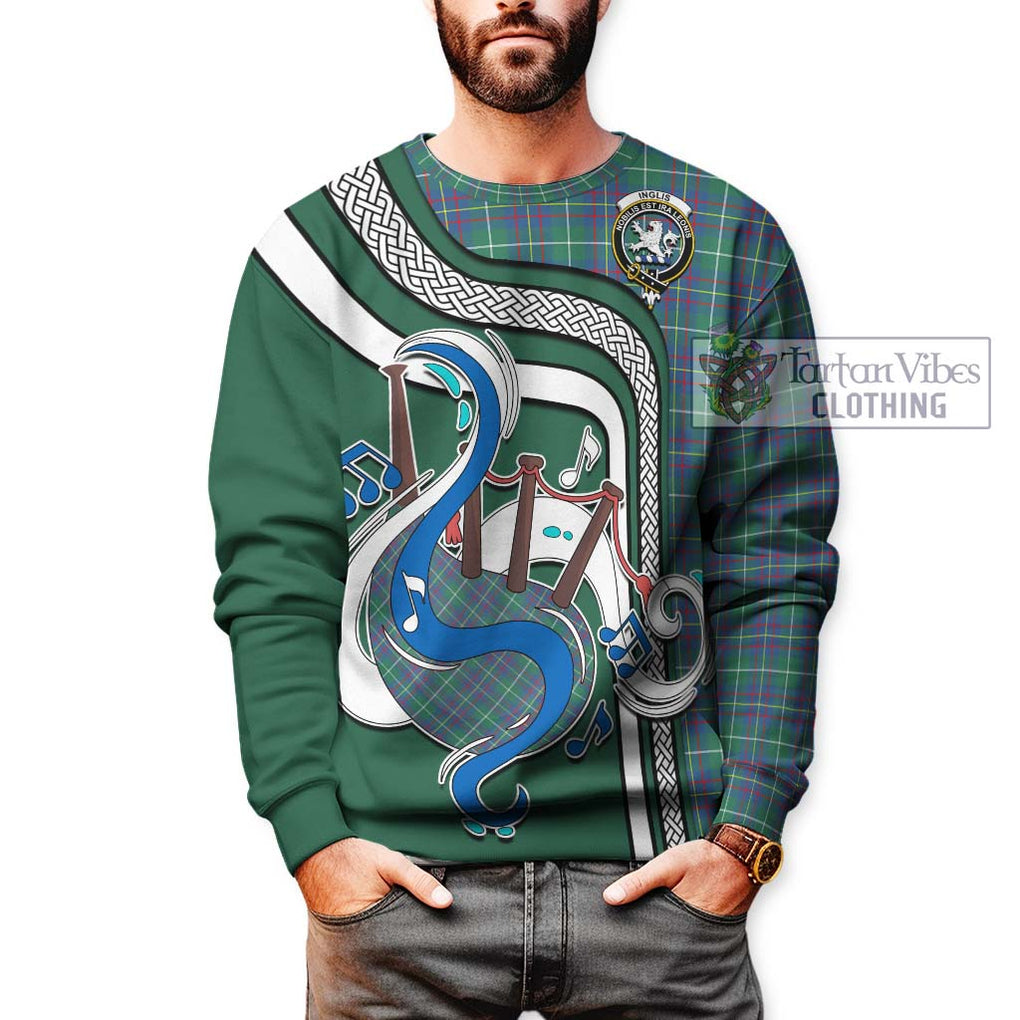 Tartan Vibes Clothing Inglis Ancient Tartan Sweatshirt with Epic Bagpipe Style