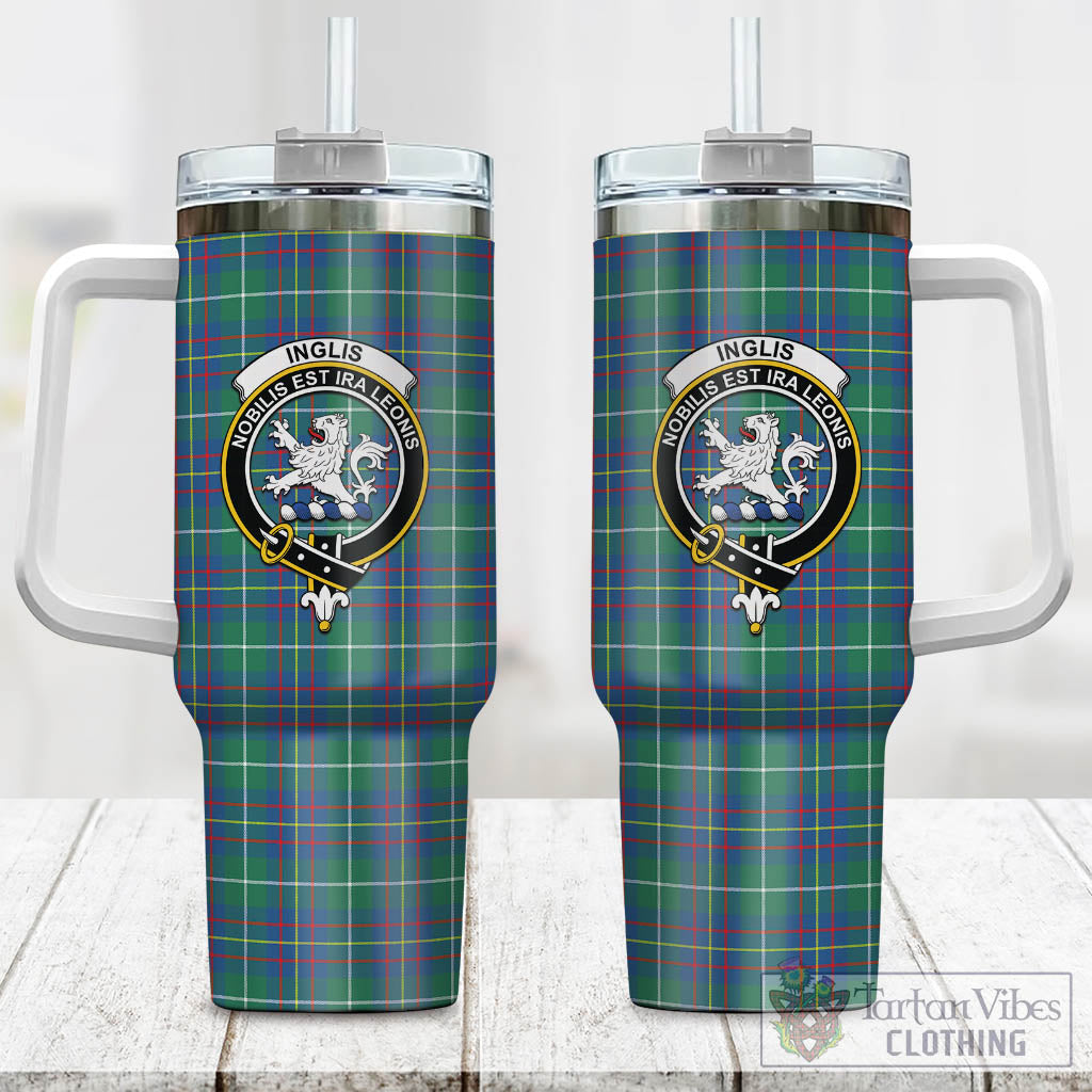 Tartan Vibes Clothing Inglis Ancient Tartan and Family Crest Tumbler with Handle