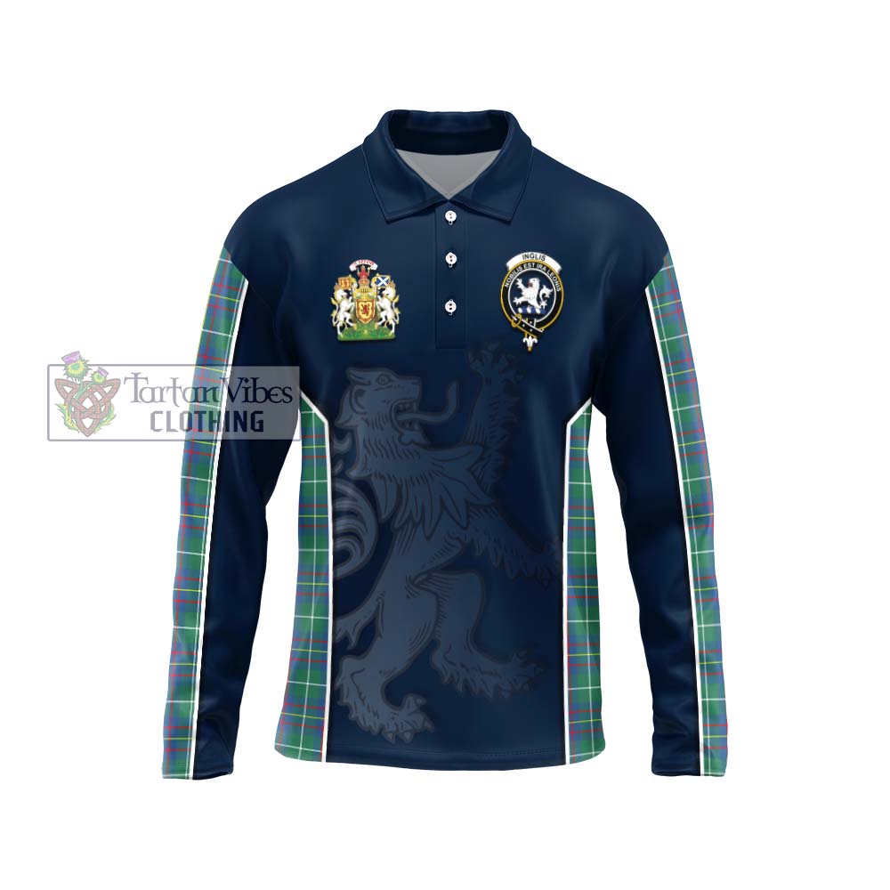 Inglis Ancient Tartan Long Sleeve Polo Shirt with Family Crest and Lion Rampant Vibes Sport Style Unisex - Tartan Vibes Clothing