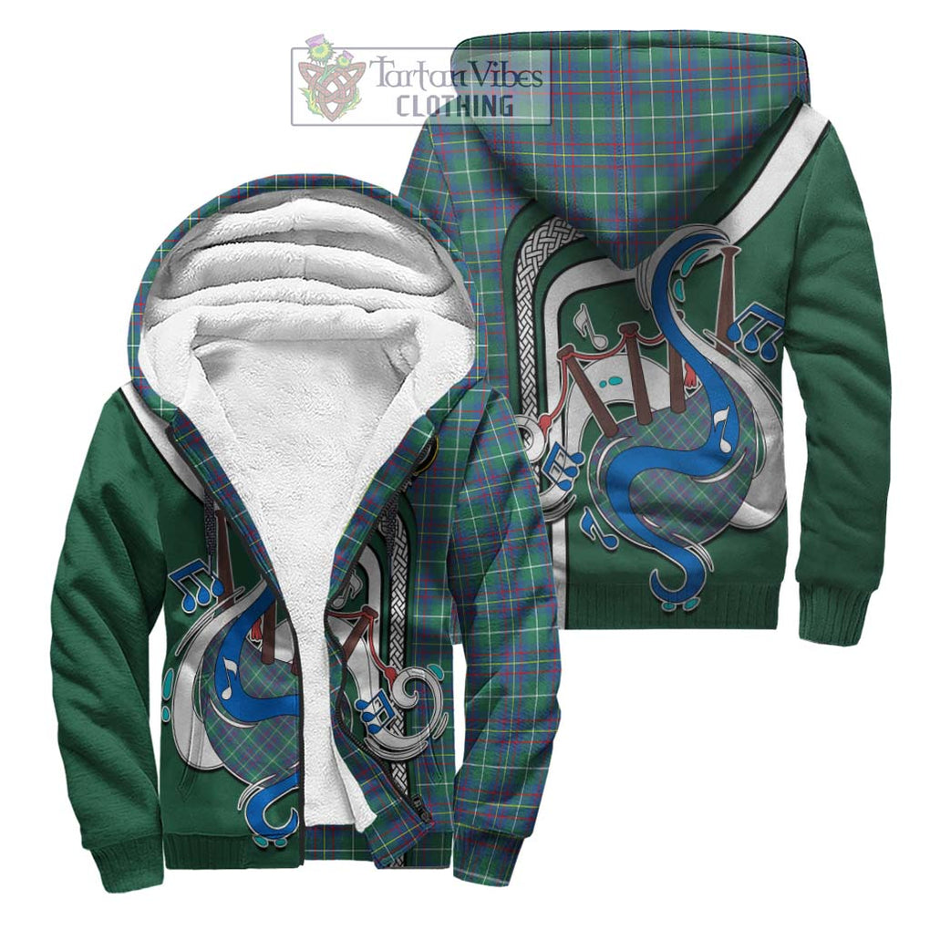 Inglis Ancient Tartan Sherpa Hoodie with Epic Bagpipe Style Unisex S - Tartanvibesclothing Shop