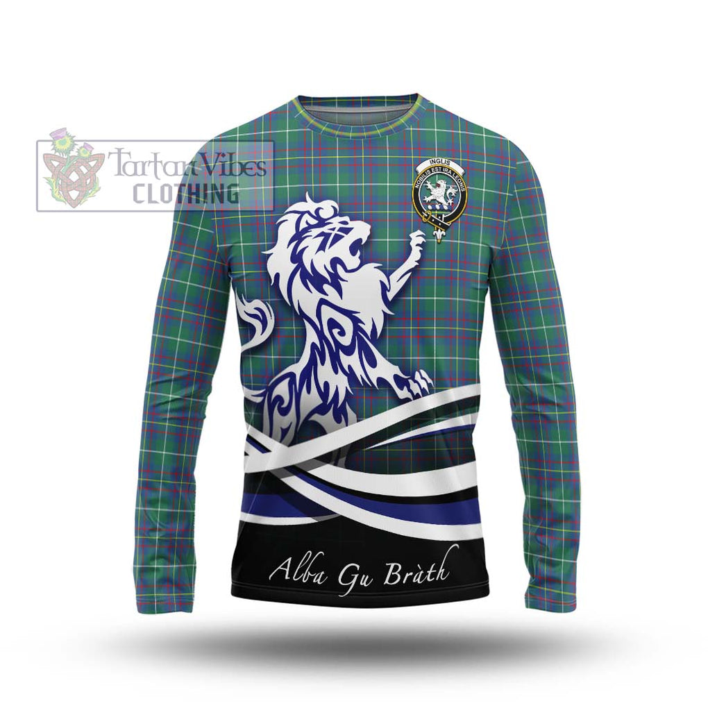 Inglis Ancient Tartan Long Sleeve T-Shirt with Alba Gu Brath Regal Lion Emblem Unisex - Tartanvibesclothing Shop