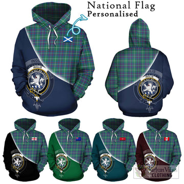 Inglis Ancient Tartan Hoodie with Personalised National Flag and Family Crest Half Style