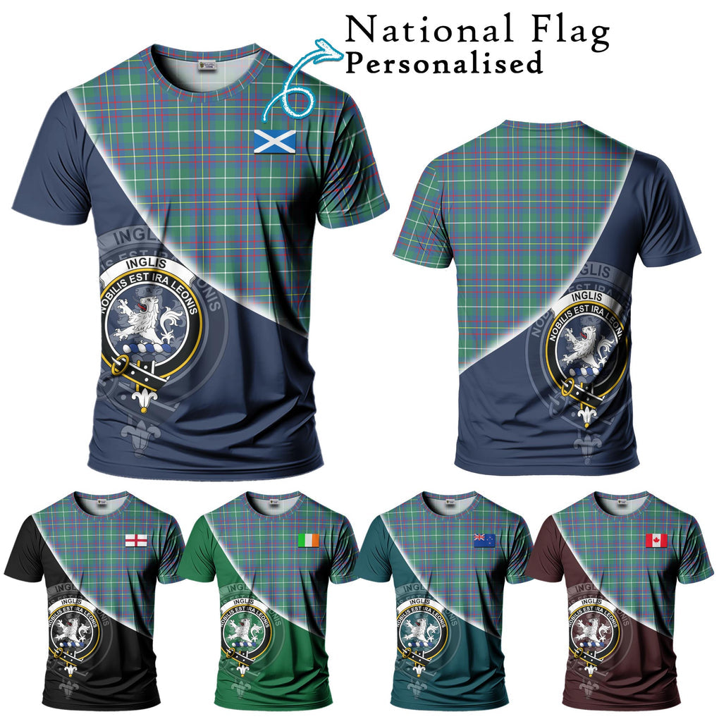 Inglis Ancient Tartan T-Shirt with Personalised National Flag and Family Crest Half Style Kid's Shirt - Tartanvibesclothing Shop