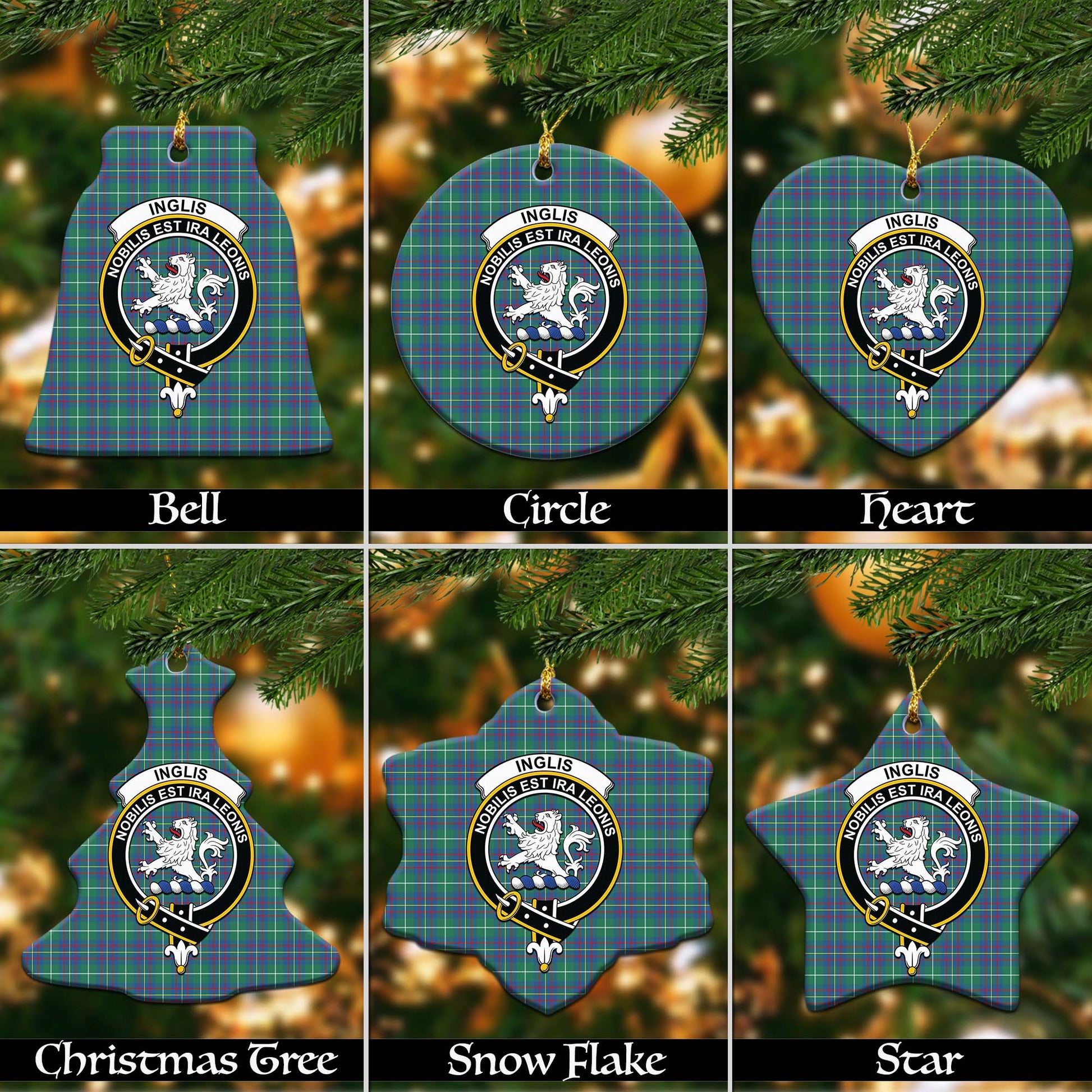 Inglis Ancient Tartan Christmas Ornaments with Family Crest - Tartanvibesclothing