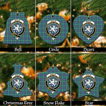 Inglis Ancient Tartan Christmas Ceramic Ornaments with Family Crest