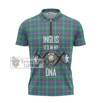 Inglis Ancient Tartan Zipper Polo Shirt with Family Crest DNA In Me Style