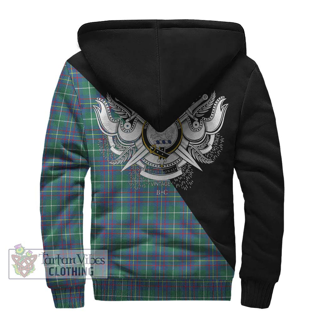 Inglis Ancient Tartan Sherpa Hoodie with Family Crest and Military Logo Style - Tartanvibesclothing Shop