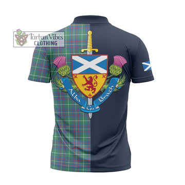 Inglis Ancient Tartan Zipper Polo Shirt Alba with Scottish Lion Royal Arm Half Style