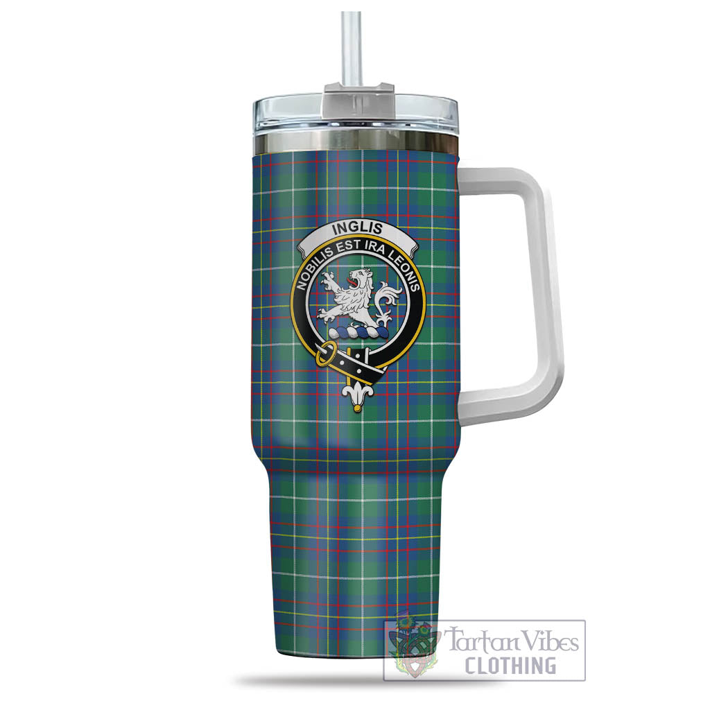 Tartan Vibes Clothing Inglis Ancient Tartan and Family Crest Tumbler with Handle