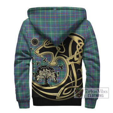 Inglis Ancient Tartan Sherpa Hoodie with Family Crest Celtic Wolf Style