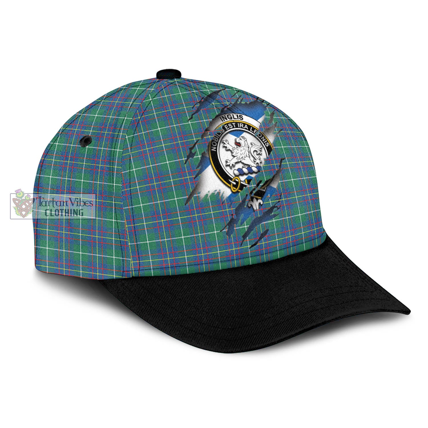 Tartan Vibes Clothing Inglis Ancient Tartan Classic Cap with Family Crest In Me Style