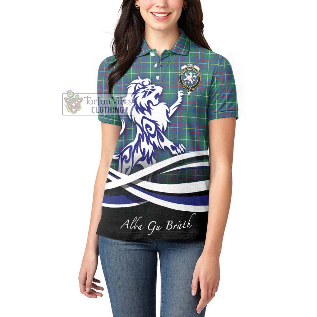 Inglis Ancient Tartan Women's Polo Shirt with Alba Gu Brath Regal Lion Emblem - Tartanvibesclothing Shop