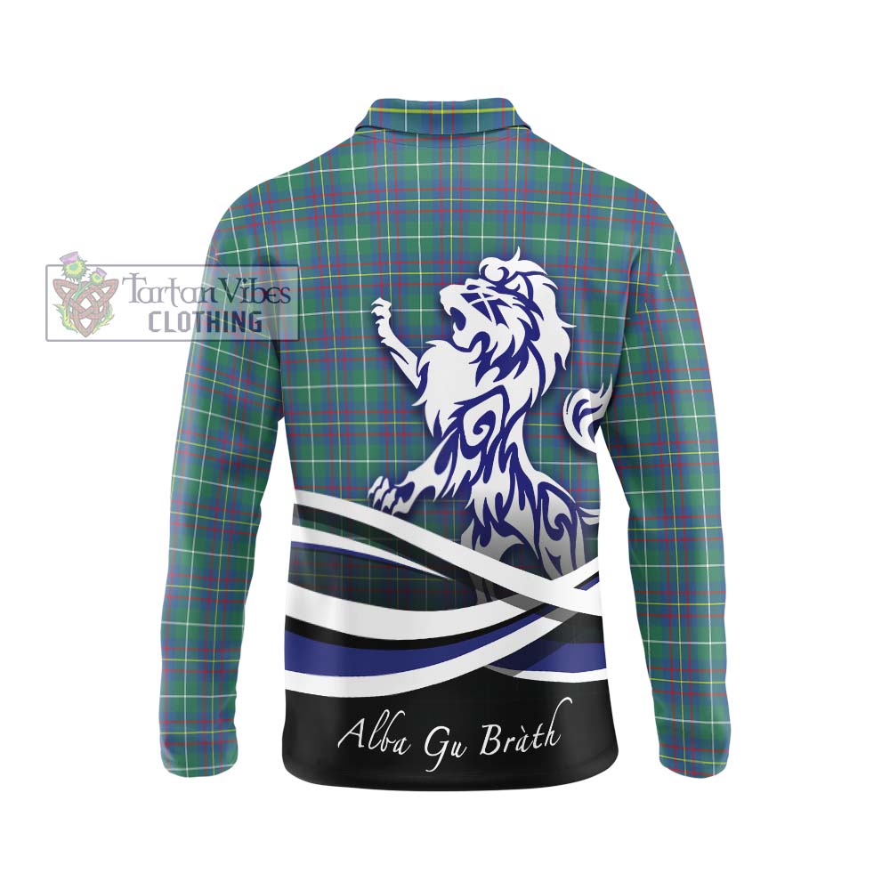 Inglis Ancient Tartan Long Sleeve Polo Shirt with Alba Gu Brath Regal Lion Emblem - Tartanvibesclothing Shop