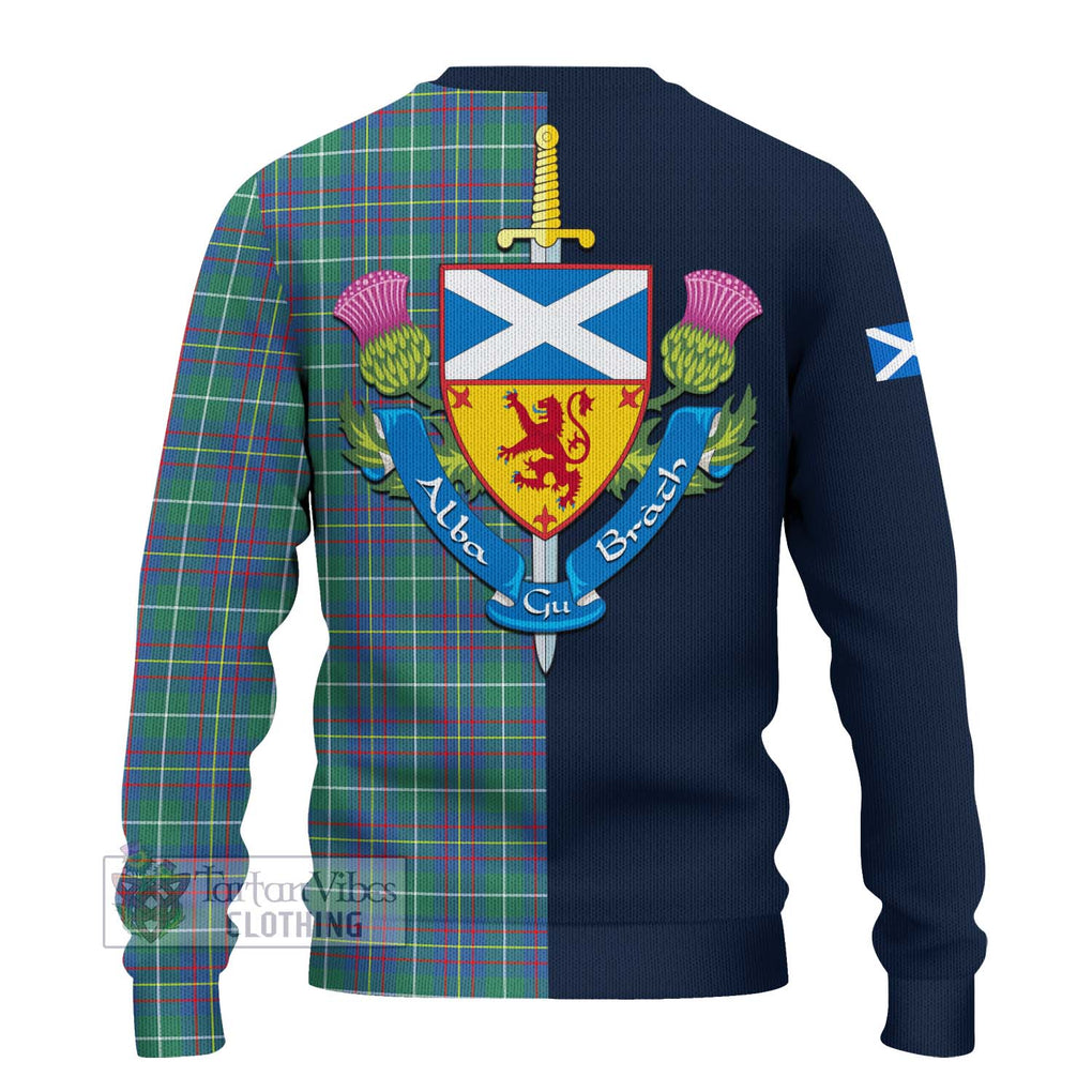 Tartan Vibes Clothing Inglis Ancient Tartan Knitted Sweater with Scottish Lion Royal Arm Half Style