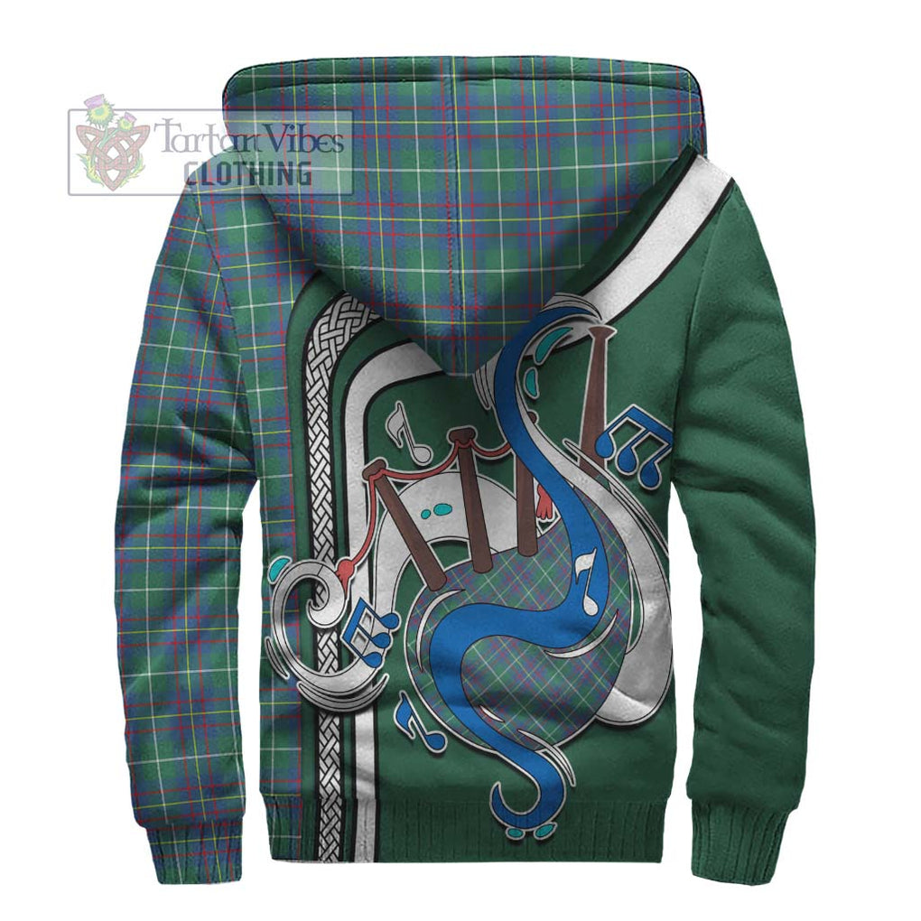 Inglis Ancient Tartan Sherpa Hoodie with Epic Bagpipe Style - Tartanvibesclothing Shop